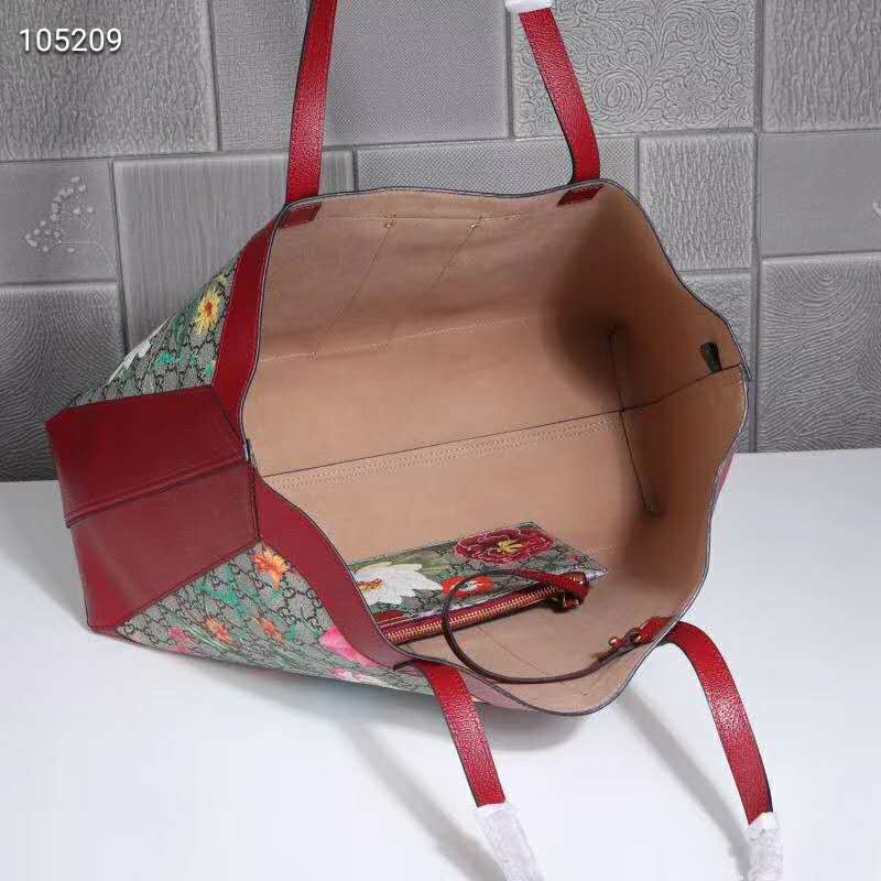 G*u*i gg women ophidia gg flora medium tote in beige/ebony gg supreme canvas