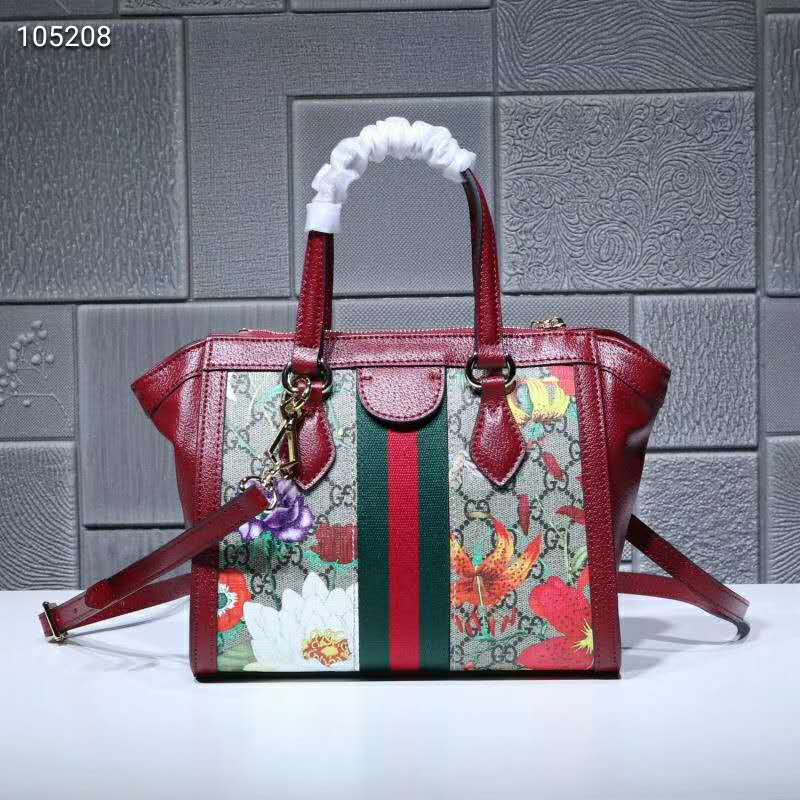 G*u*i gg women ophidia gg flora small tote bag in beige/ebony gg supreme canvas