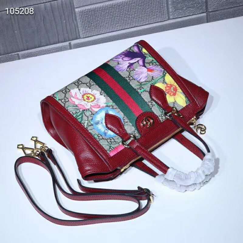 G*u*i gg women ophidia gg flora small tote bag in beige/ebony gg supreme canvas
