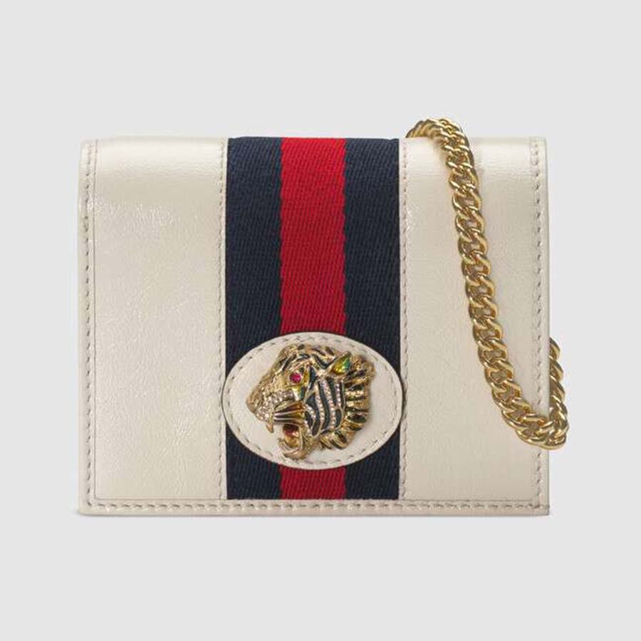 G*u*i gg women rajah chain card case wallet bag in leather