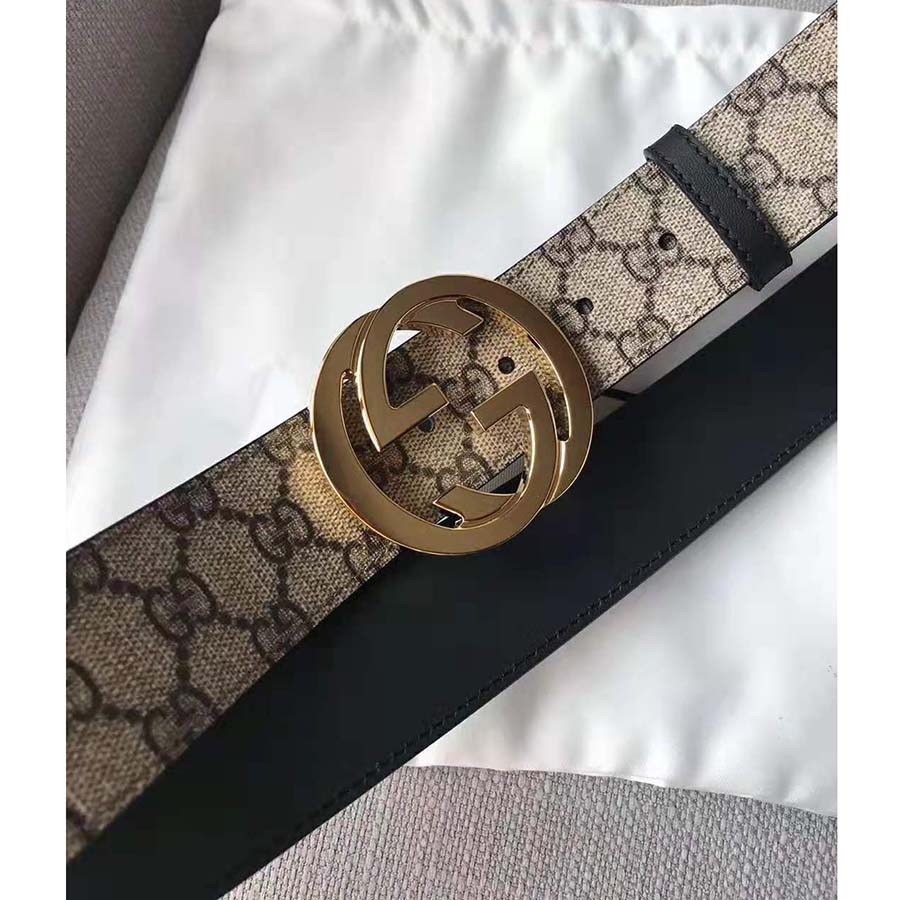 G*u*i unisex gg supreme belt with g buckle in beige/ebony gg supreme canvas