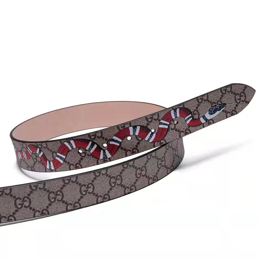 G*u*i unisex gg supreme belt with kingsnake print in beige/ebony gg supreme canvas