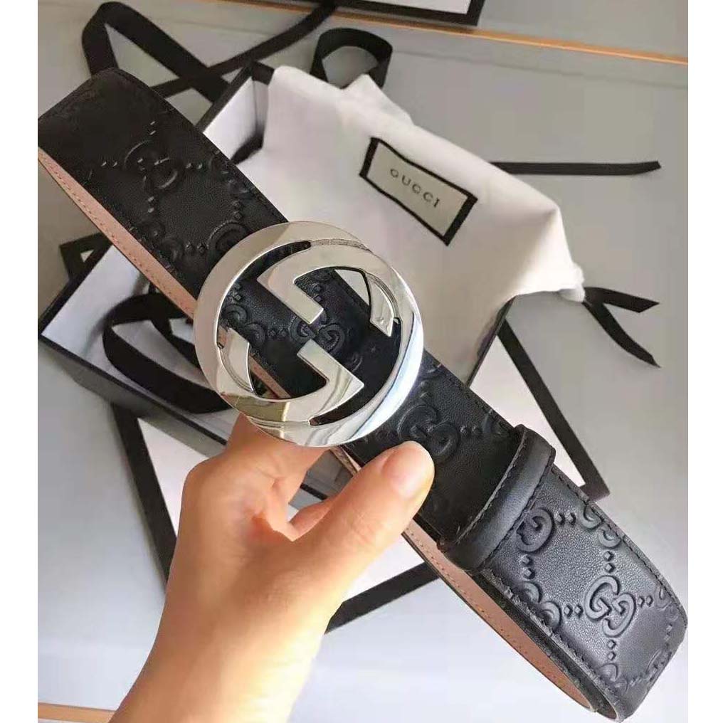 G*u*i unisex G*u*i signature leather belt-black