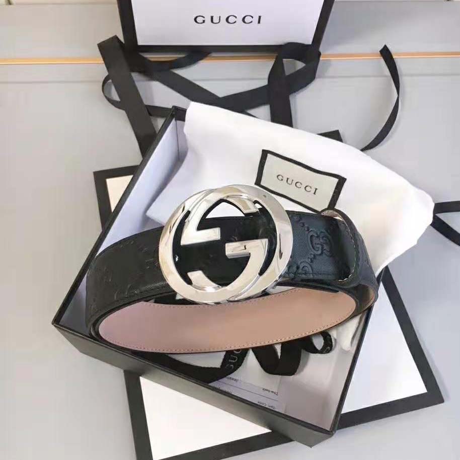 G*u*i unisex G*u*i signature leather belt-black