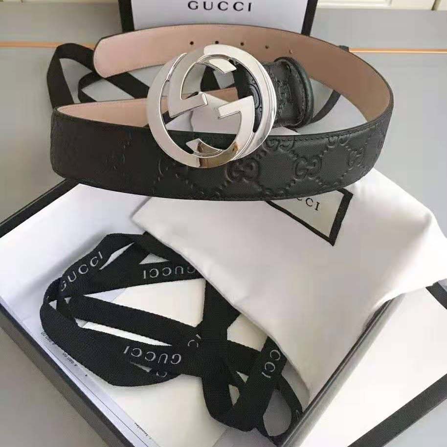 G*u*i unisex G*u*i signature leather belt-black