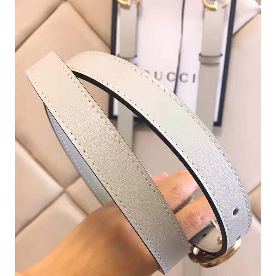 G*u*i unisex leather belt with double g buckle in 2cm width-white