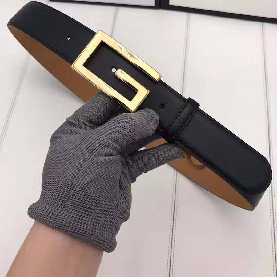 G*u*i unisex leather belt with g buckle-black