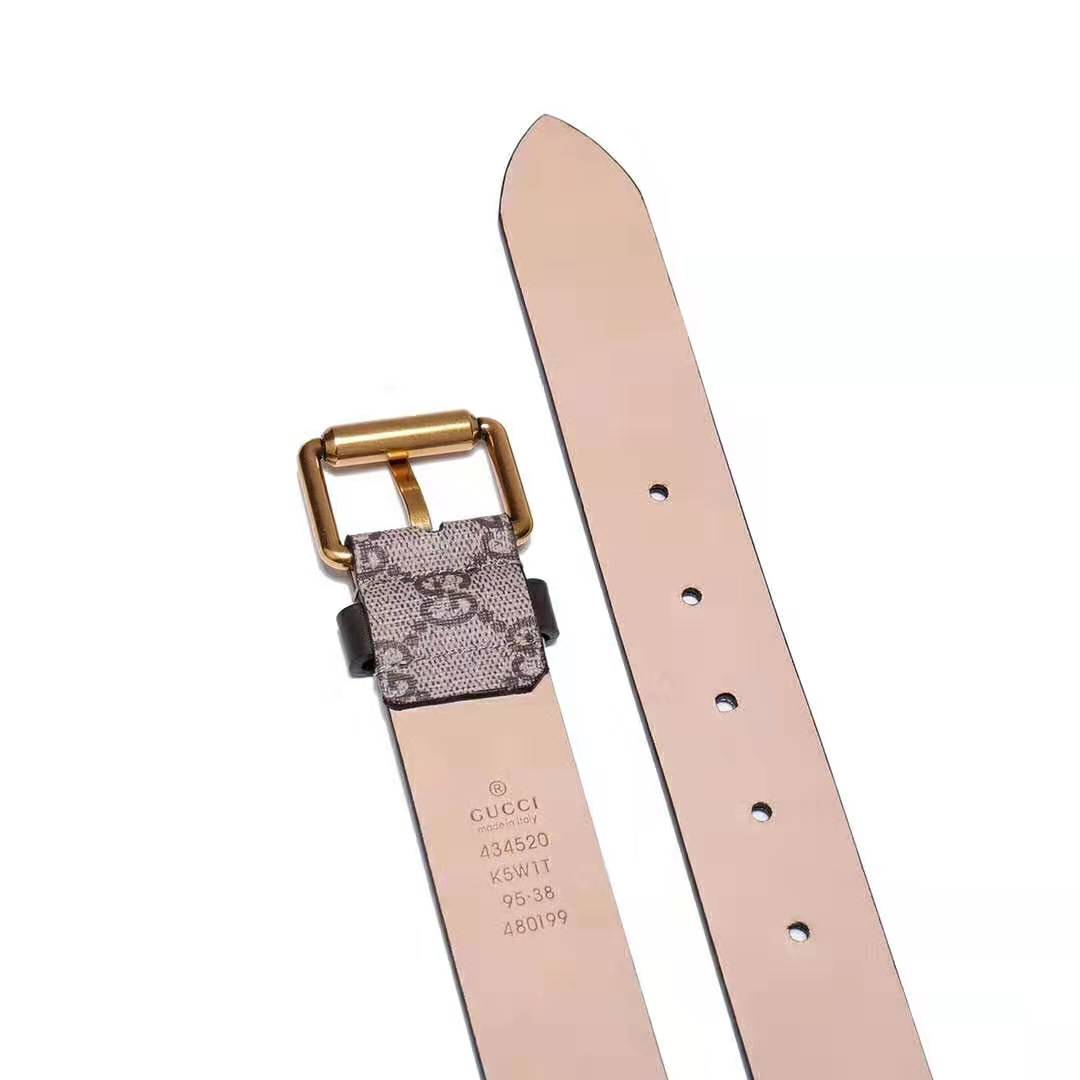 G*u*i unisex tiger print gg supreme belt in beige/ebony gg supreme canvas