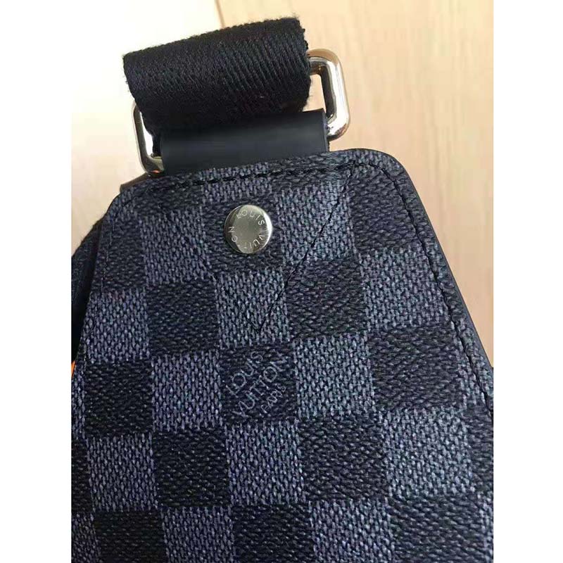 Louis Vuitton LV Men Avenue Sling Bag in Coated Damier Graphique Canvas-Grey
