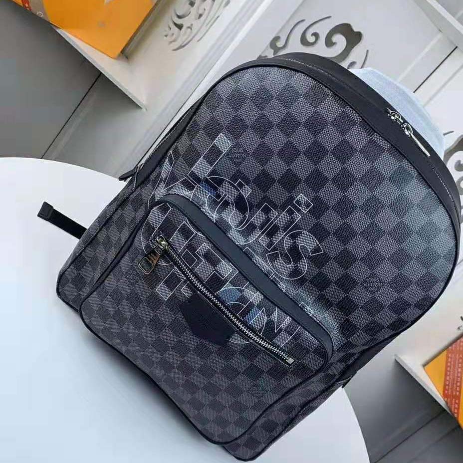 Louis Vuitton LV Men Josh Backpack Bag in Damier Graphite Coated Canvas-Grey