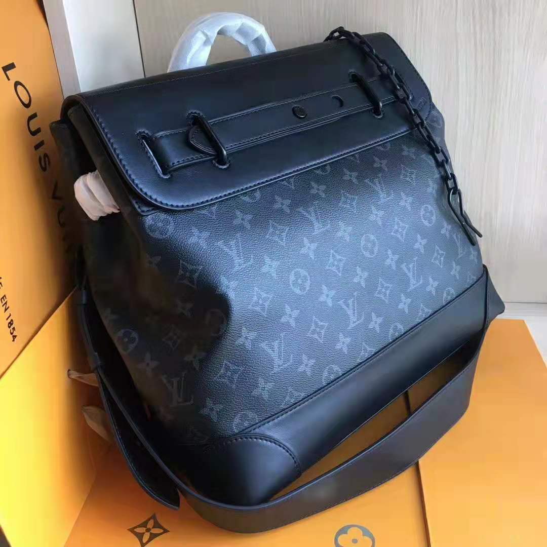 Louis Vuitton LV Men Steamer PM Bag in Monogram Eclipse Coated Canvas-Black