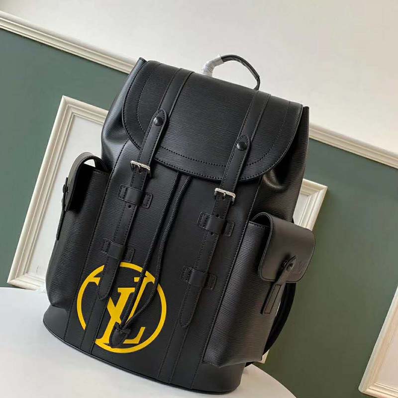 Louis Vuitton LV Unisex Christopher PM Backpack in Timeless Black Epi Leather-Black