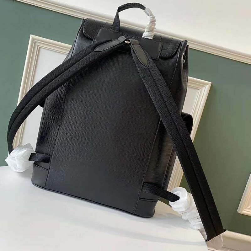 Louis Vuitton LV Unisex Christopher PM Backpack in Timeless Black Epi Leather-Black