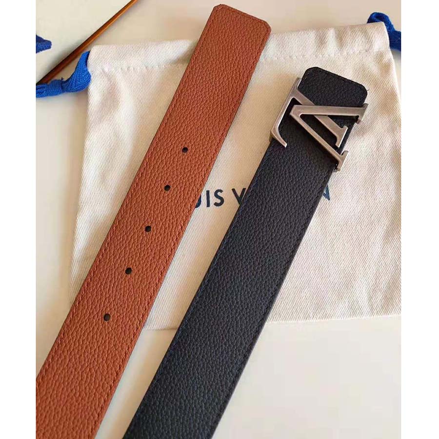 Louis Vuitton LV Unisex LV Pyramide 40mm Leather Belt-Black