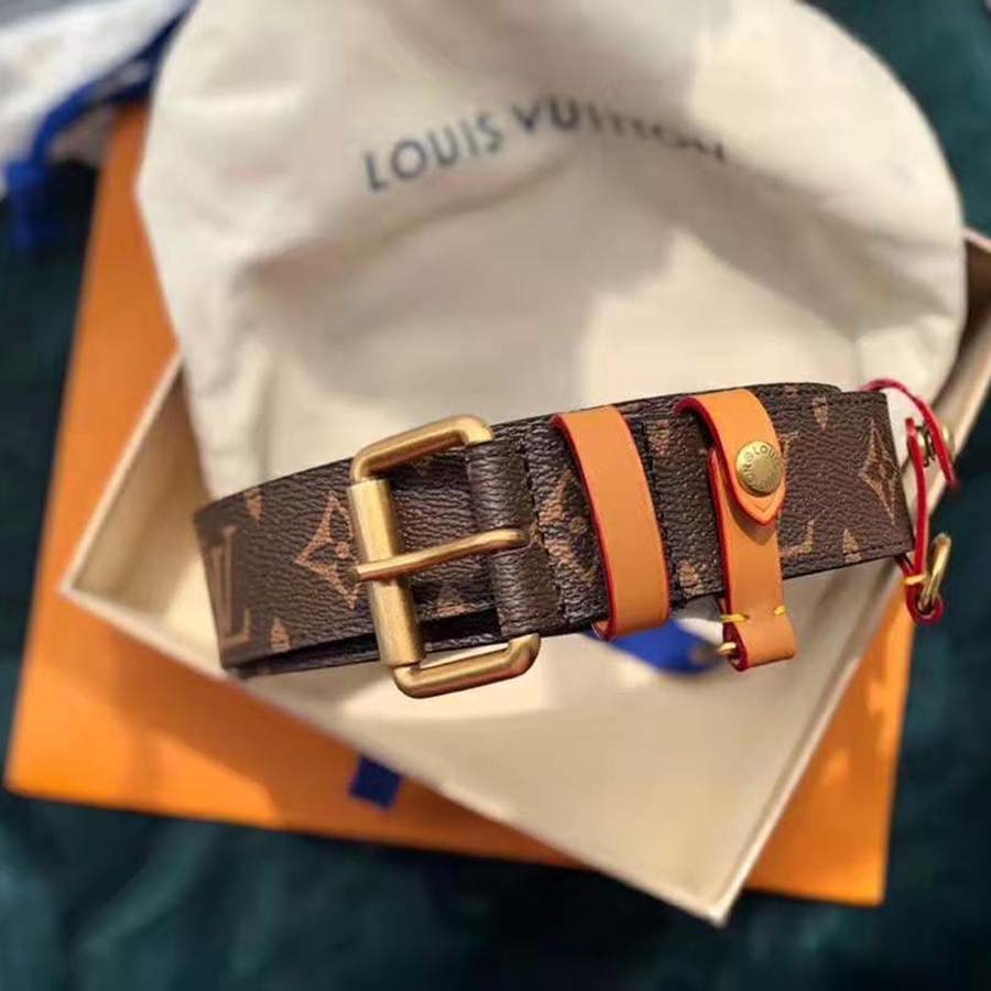 Louis Vuitton LV Unisex LV Signature 35mm Belt in Monogram Canvas-Brown