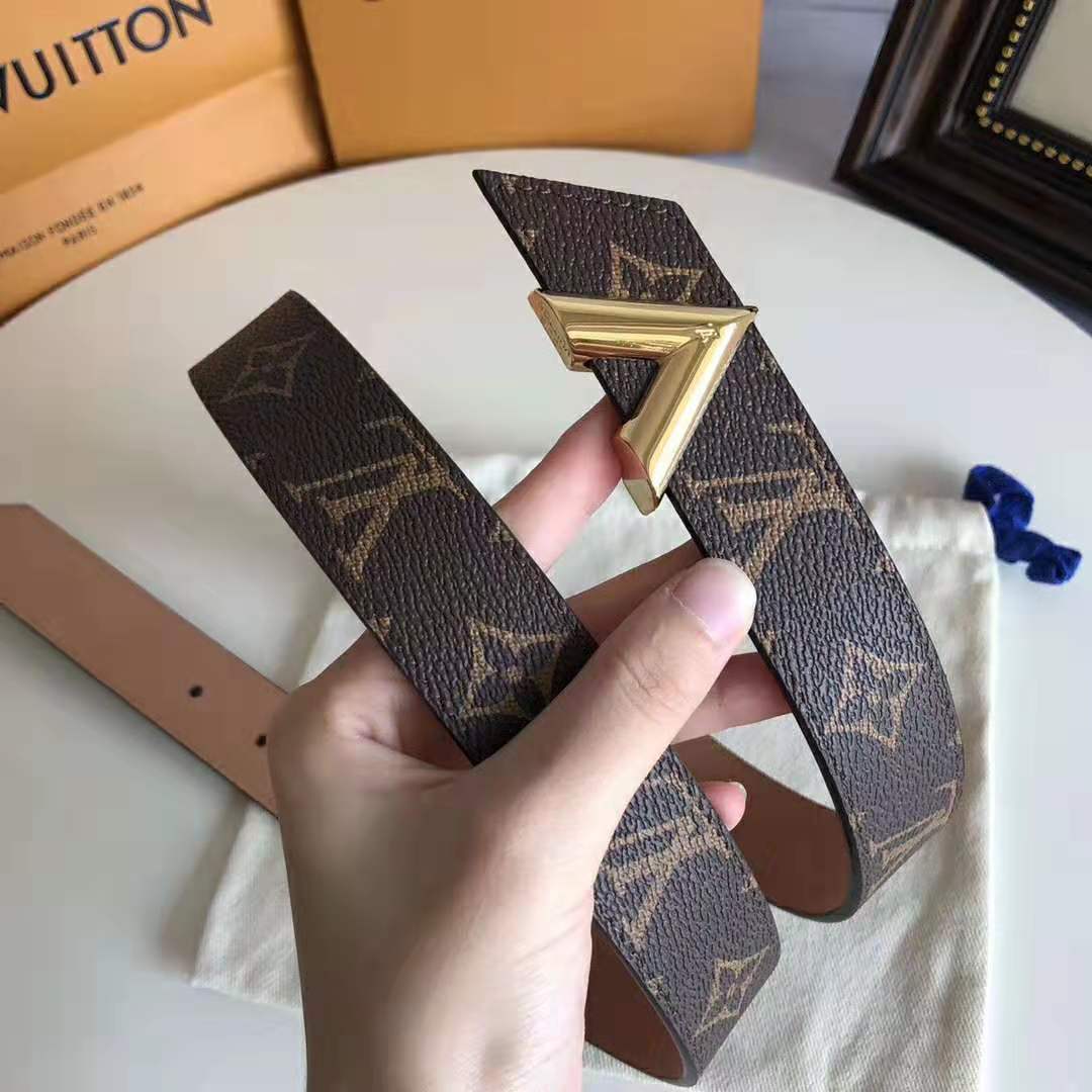 Louis Vuitton LV Unisex V Essential 30mm Belt in Monogram Canvas and Calf Leather