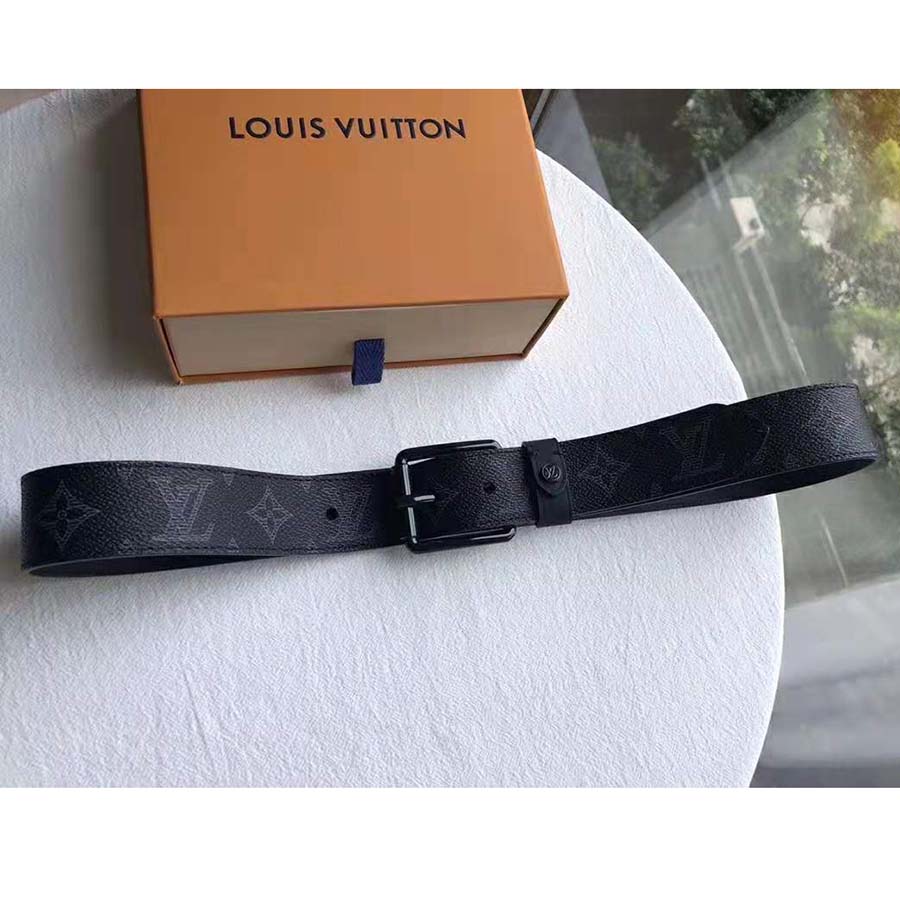 Louis Vuitton LV Unisex Voyager 35mm Belt in Monogram Eclipse Canvas
