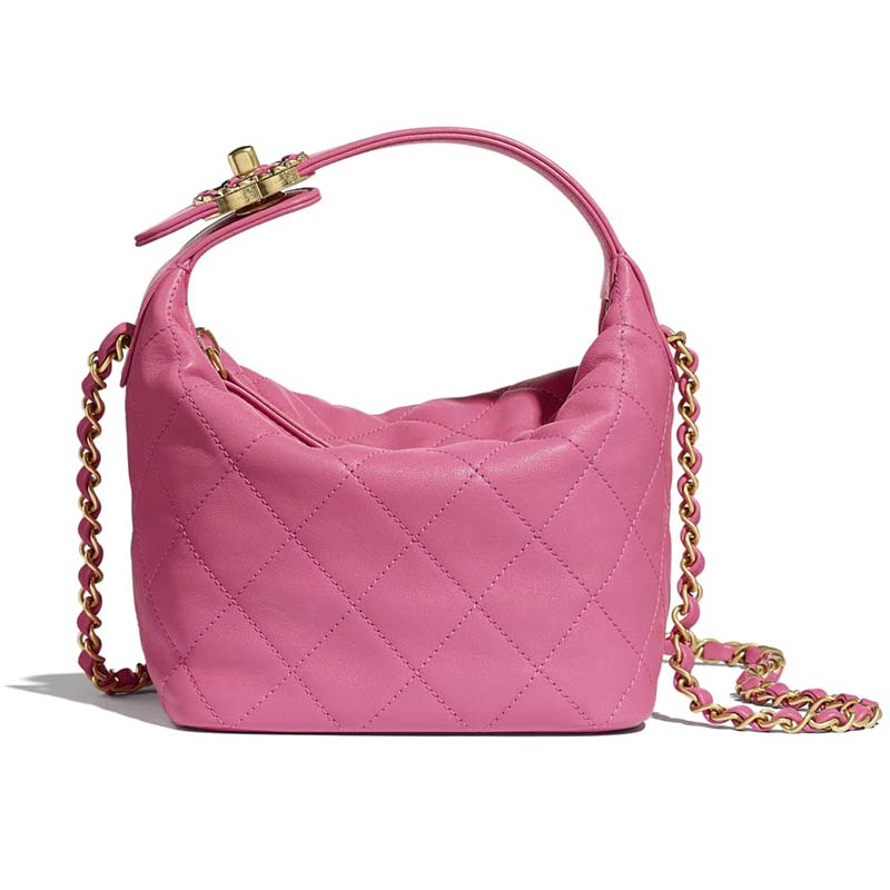 Chanel Women Small Hobo Bag in Lambskin & Gold Metal