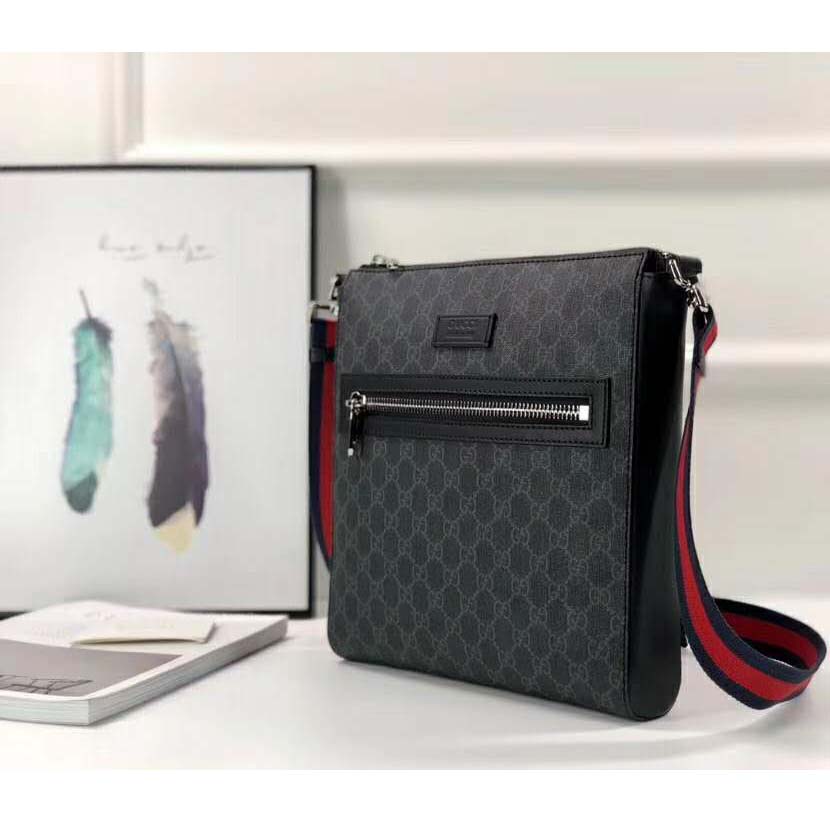 G*u*i gg men gg black messenger bag supreme canvas-grey