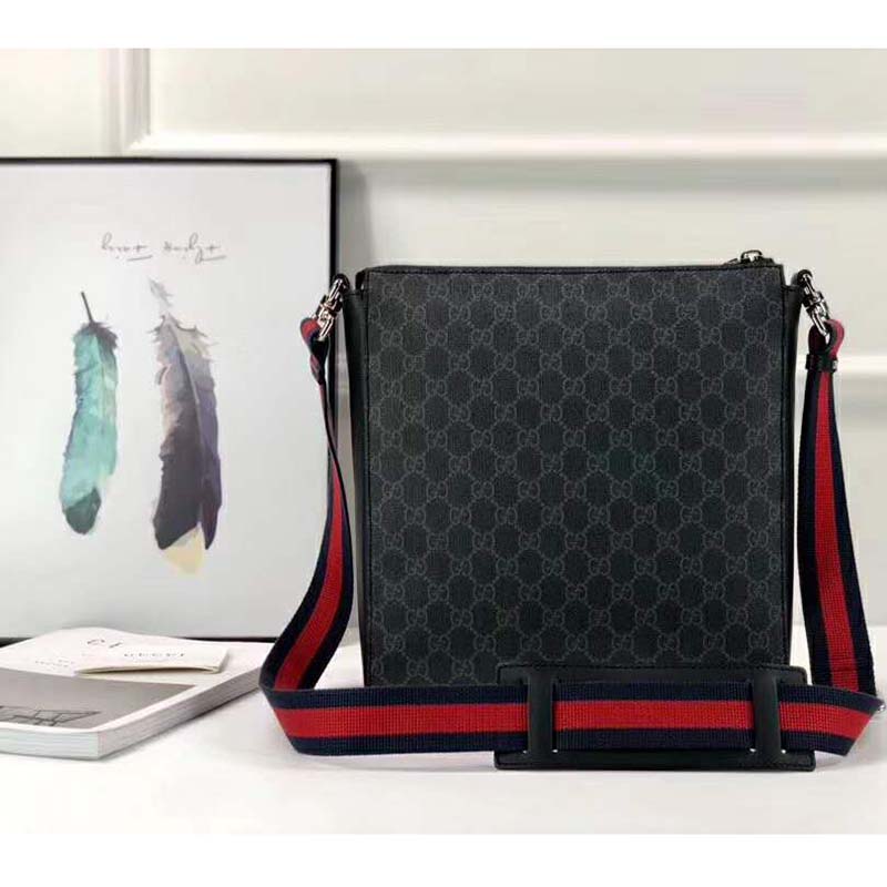 G*u*i gg men gg black messenger bag supreme canvas-grey