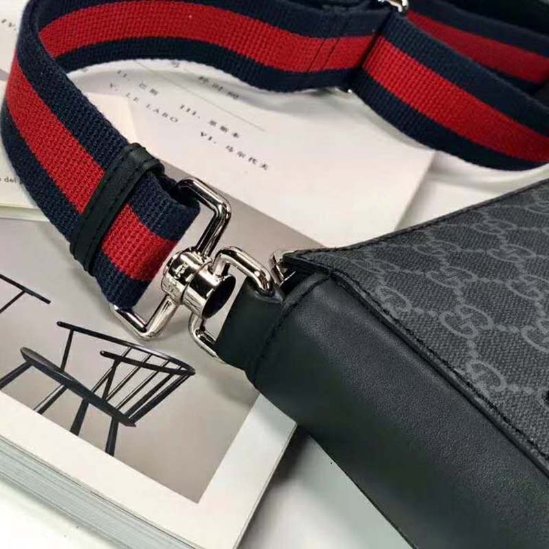 G*u*i gg men gg black messenger bag supreme canvas-grey
