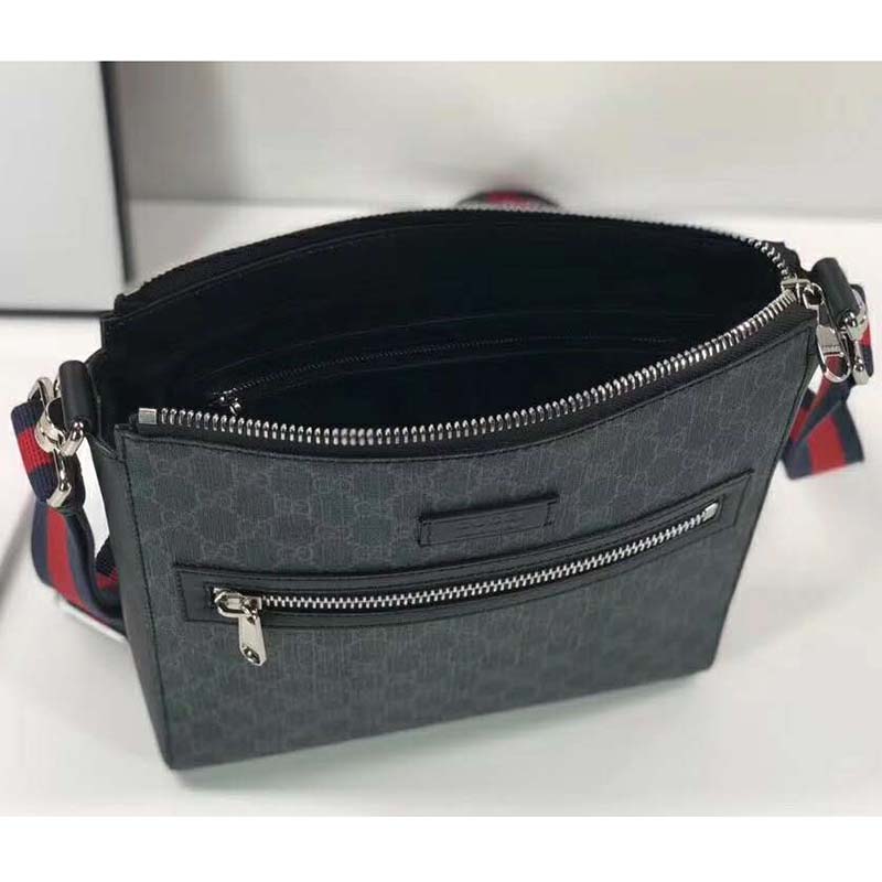 G*u*i gg men gg black messenger bag supreme canvas-grey