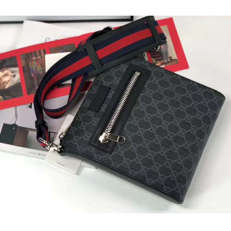 G*u*i gg men gg black small messenger bag supreme canvas