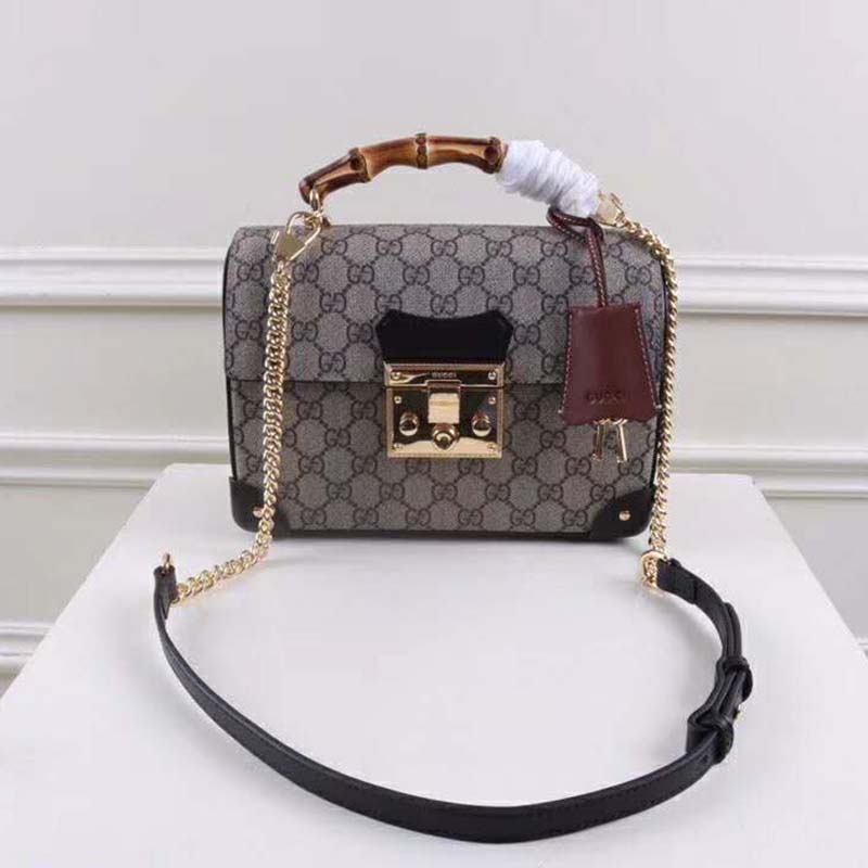 G*u*i gg women padlock gg small bamboo shoulder bag beige