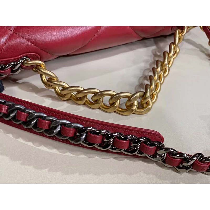 Chanel Women Chanel 19 Large Flap Bag Lambskin Leather-Rose