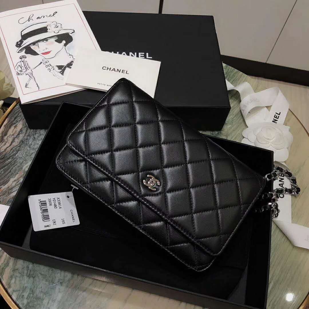 Chanel Women Classic Wallet On Chain Lambskin Leather-Black