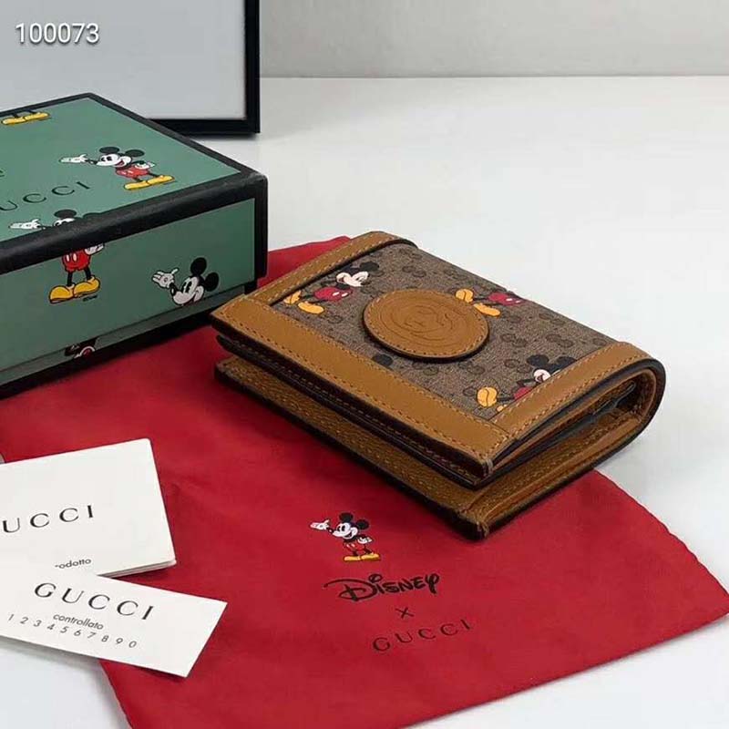 G*u*i gg unisex disney x G*u*i card case wallet-brown