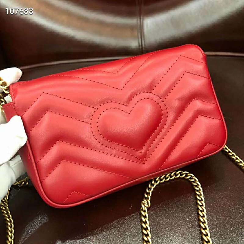 G*u*i gg women gg marmont matelassé leather super mini bag-red