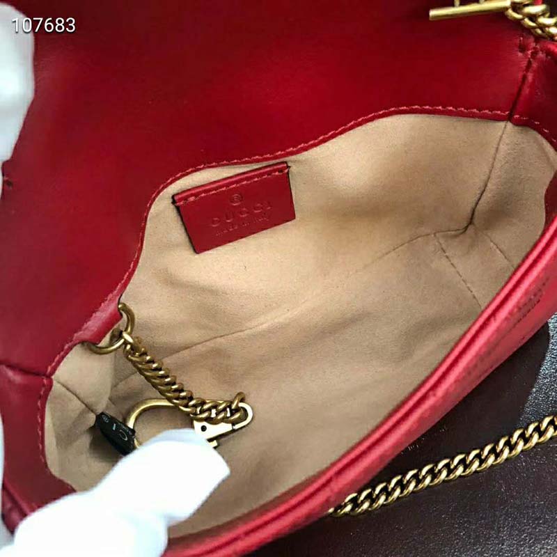 G*u*i gg women gg marmont matelassé leather super mini bag-red