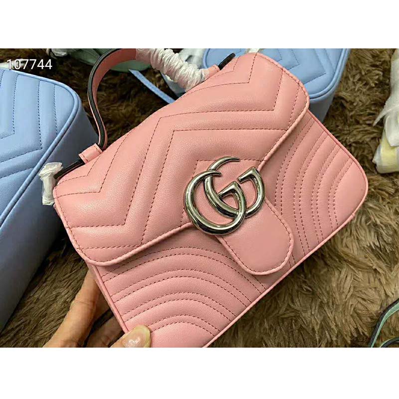 G*u*i gg women gg marmont mini top handle bag-pink