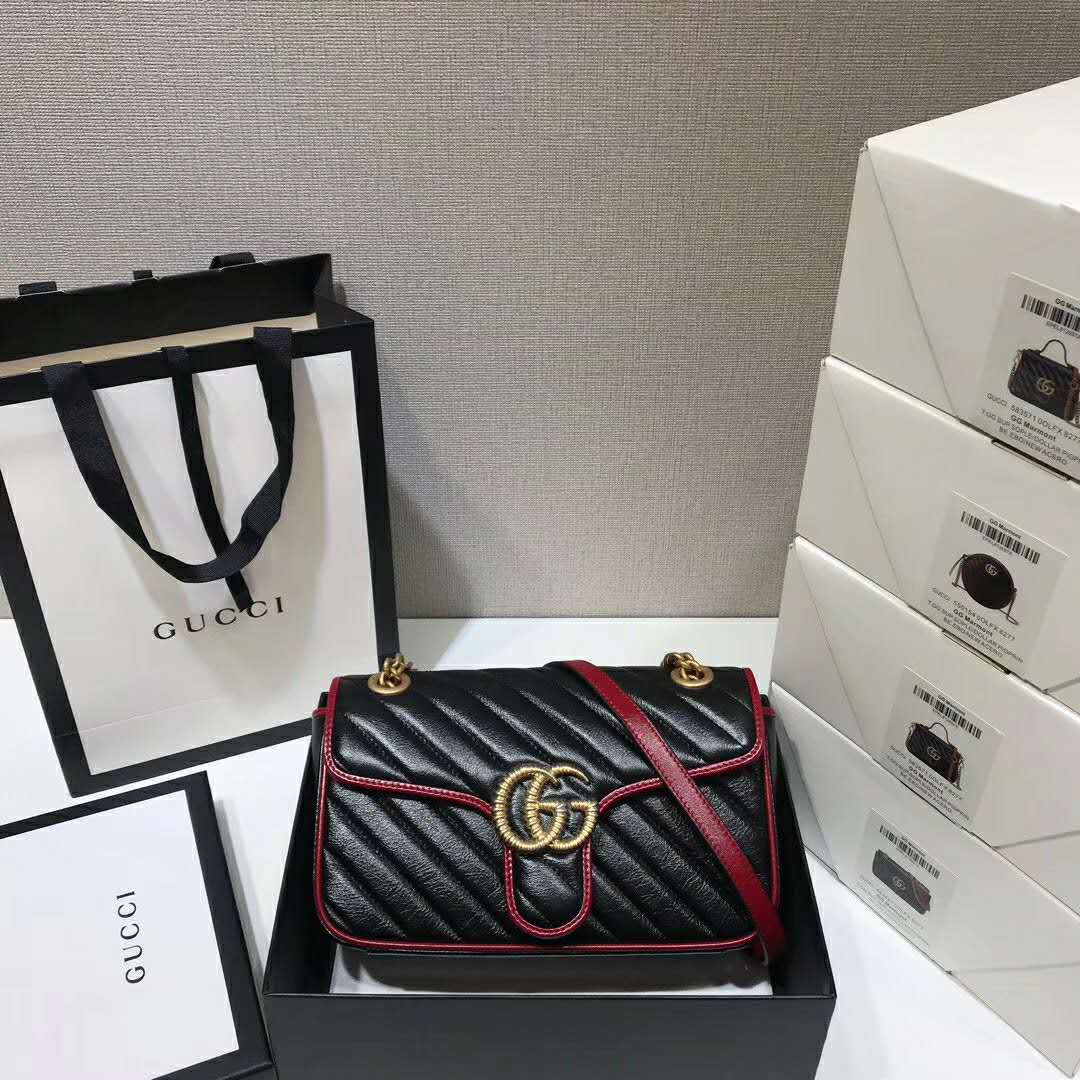 G*u*i gg women gg marmont small shoulder bag black leather