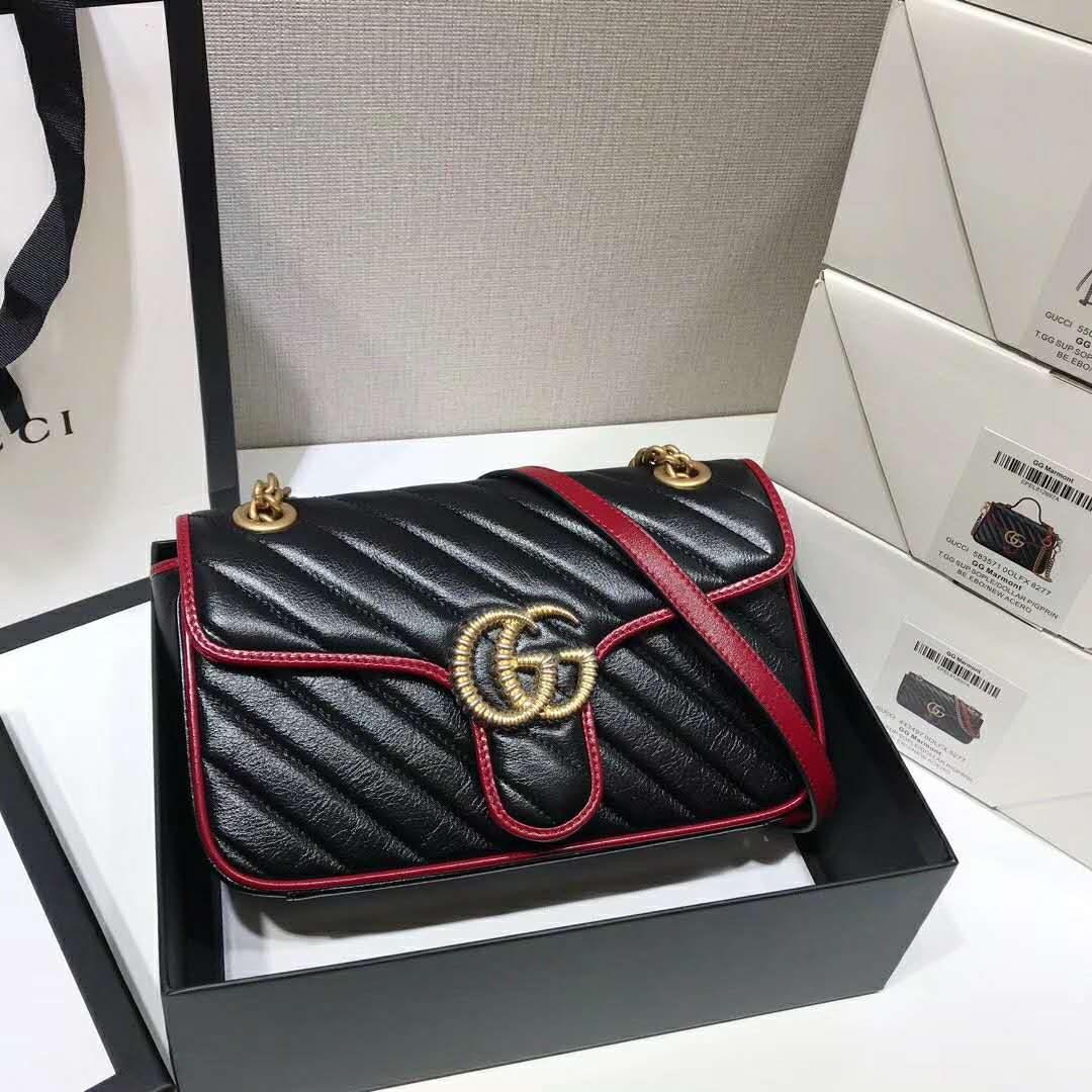 G*u*i gg women gg marmont small shoulder bag black leather