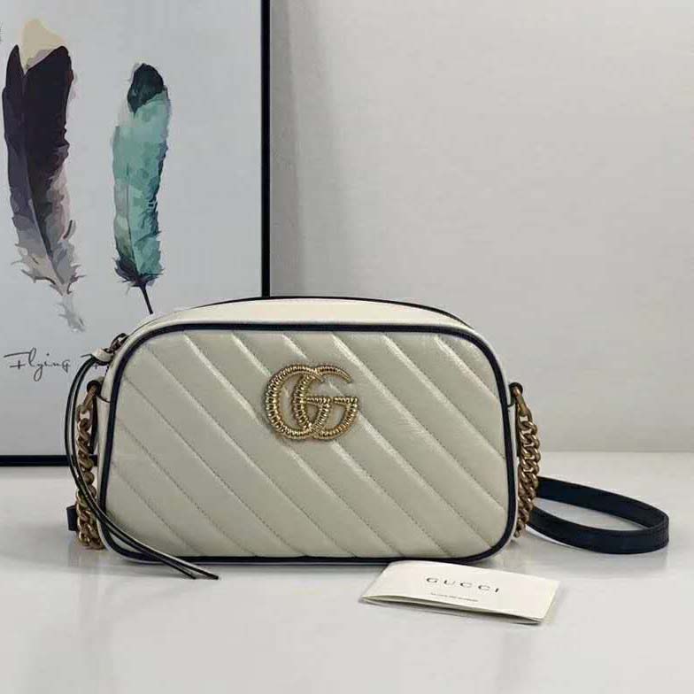 G*u*i gg women gg marmont small shoulder bag white diagonal matelassé
