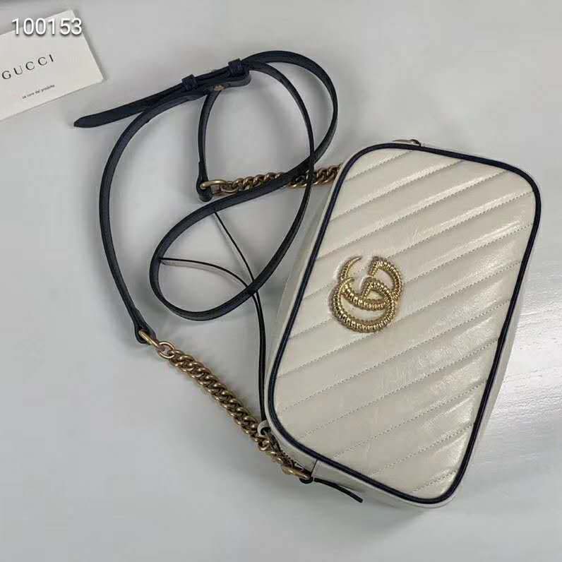 G*u*i gg women gg marmont small shoulder bag white diagonal matelassé