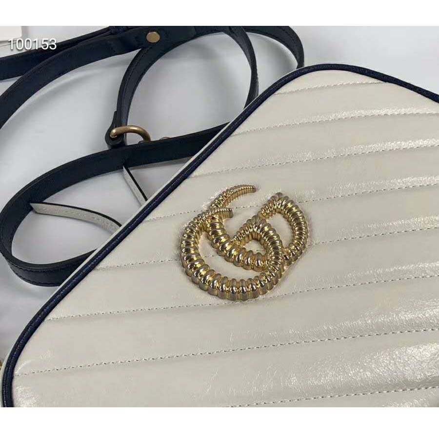 G*u*i gg women gg marmont small shoulder bag white diagonal matelassé