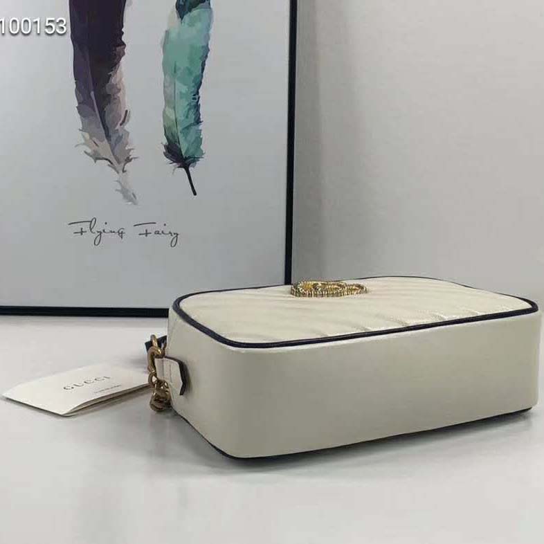 G*u*i gg women gg marmont small shoulder bag white diagonal matelassé