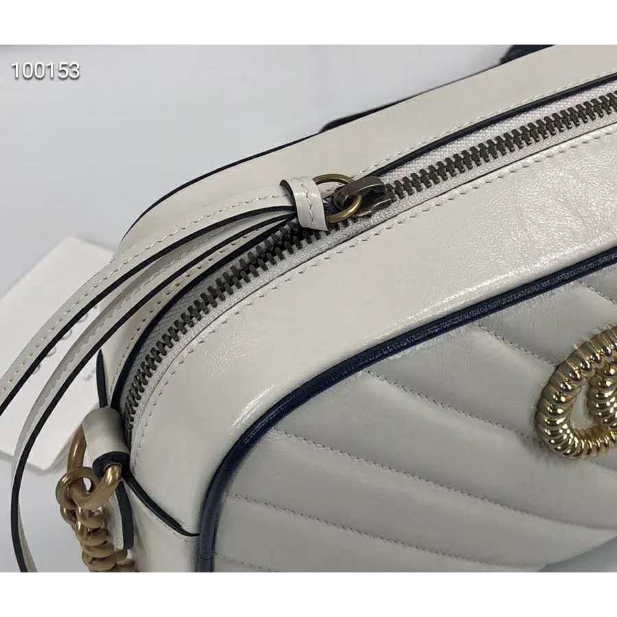 G*u*i gg women gg marmont small shoulder bag white diagonal matelassé