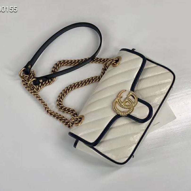 G*u*i gg women gg marmont small shoulder bag white diagonal matelassé quilted