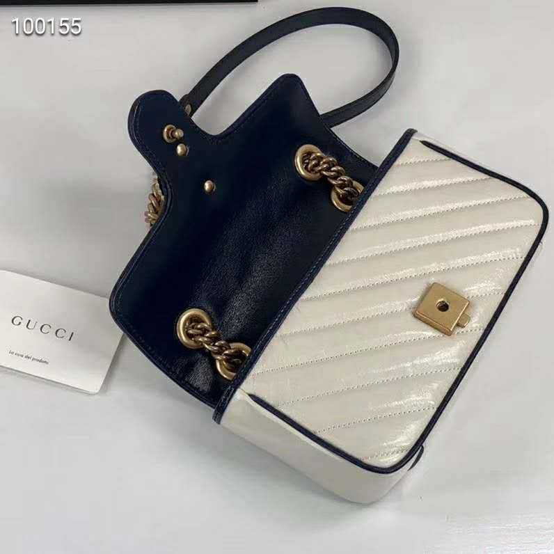G*u*i gg women gg marmont small shoulder bag white diagonal matelassé quilted