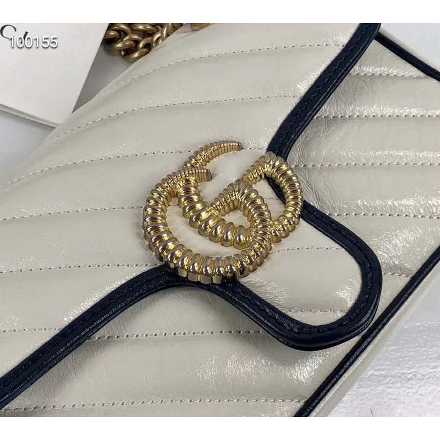 G*u*i gg women gg marmont small shoulder bag white diagonal matelassé quilted