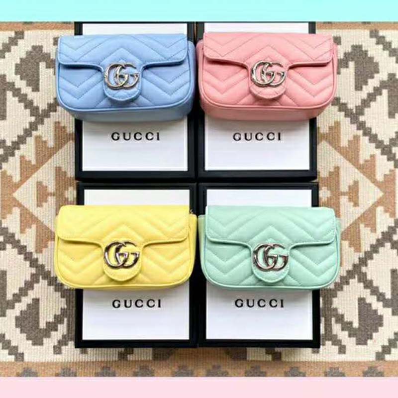 G*u*i gg women gg marmont super mini bag blue matelassé chevron