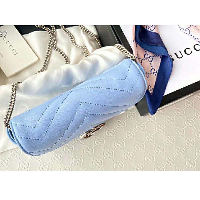 G*u*i gg women gg marmont super mini bag blue matelassé chevron
