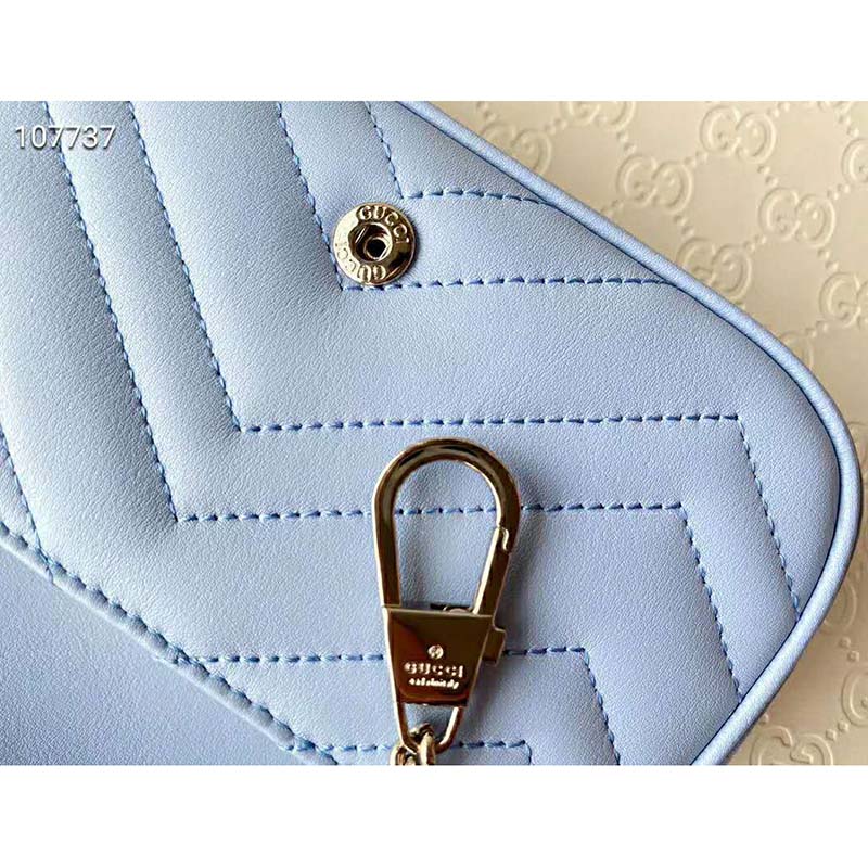 G*u*i gg women gg marmont super mini bag blue matelassé chevron