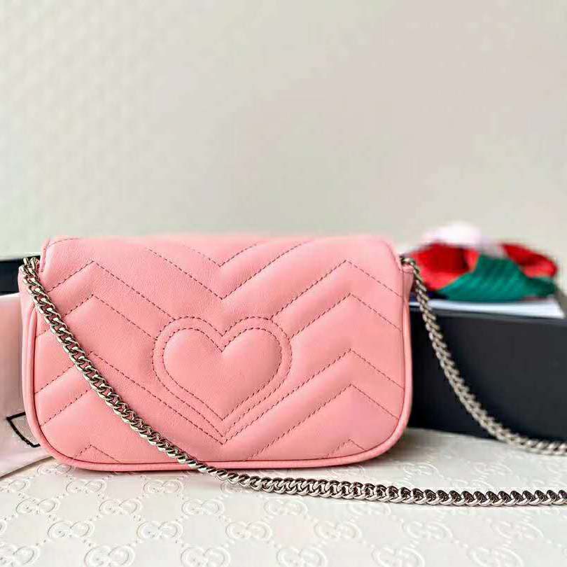 G*u*i gg women gg marmont super mini bag pink matelassé chevron