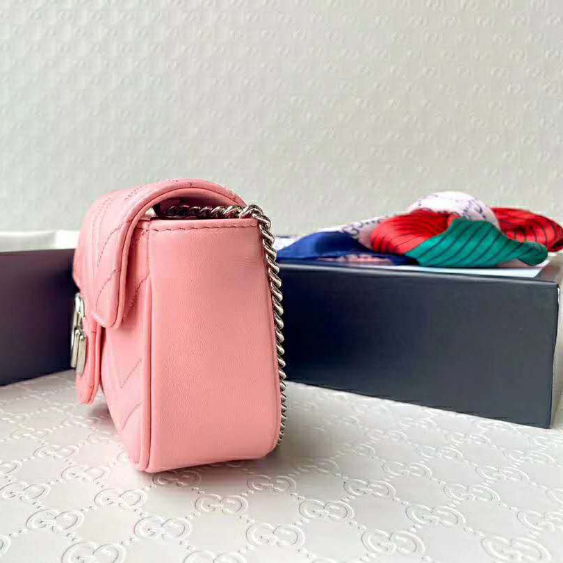 G*u*i gg women gg marmont super mini bag pink matelassé chevron