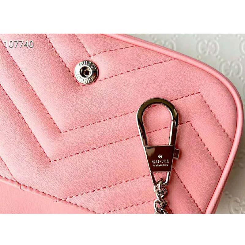 G*u*i gg women gg marmont super mini bag pink matelassé chevron